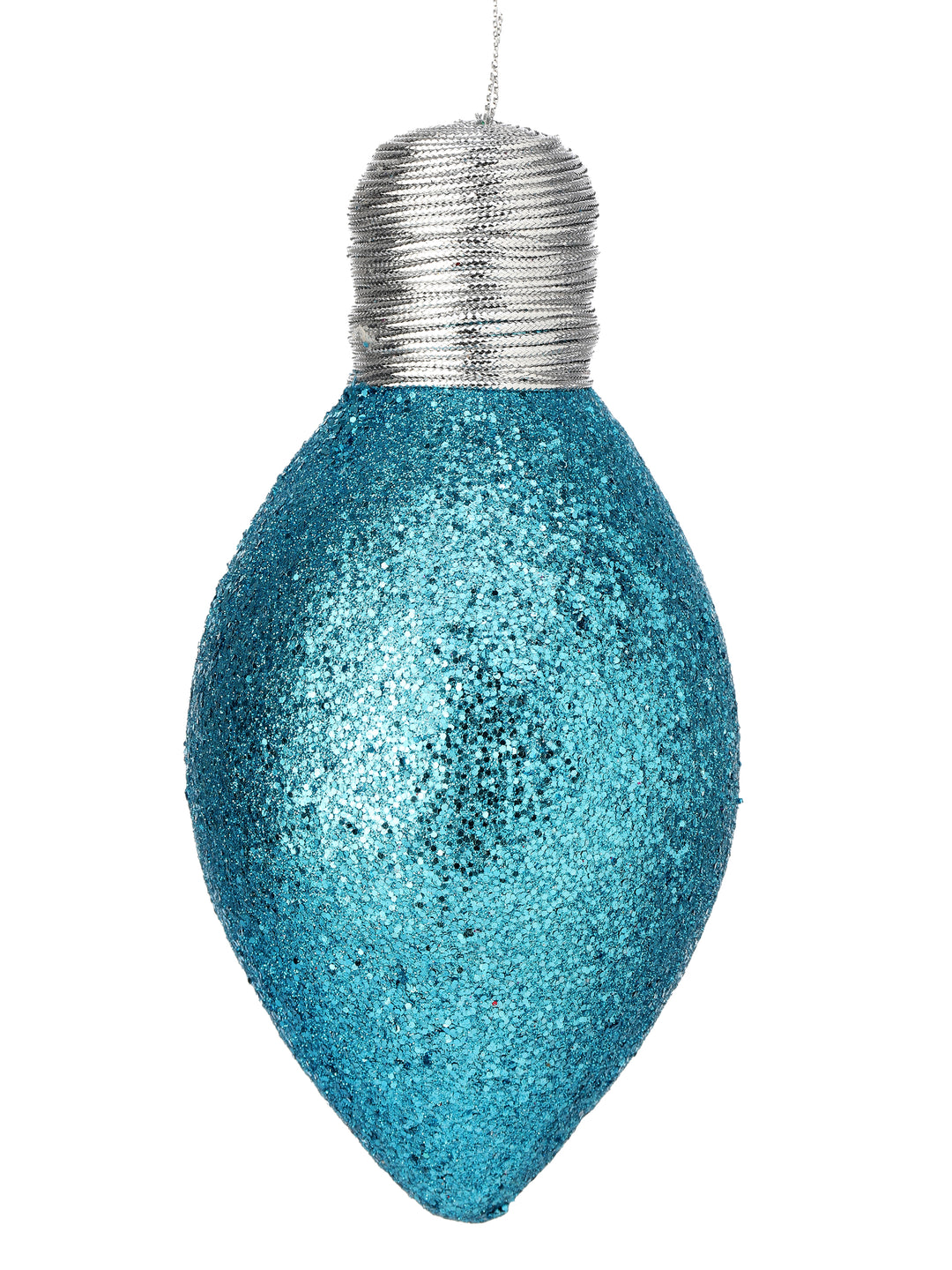 (2) Regency 7" Glitter Light Bulb Ornament in Aqua Blue- set of 2
