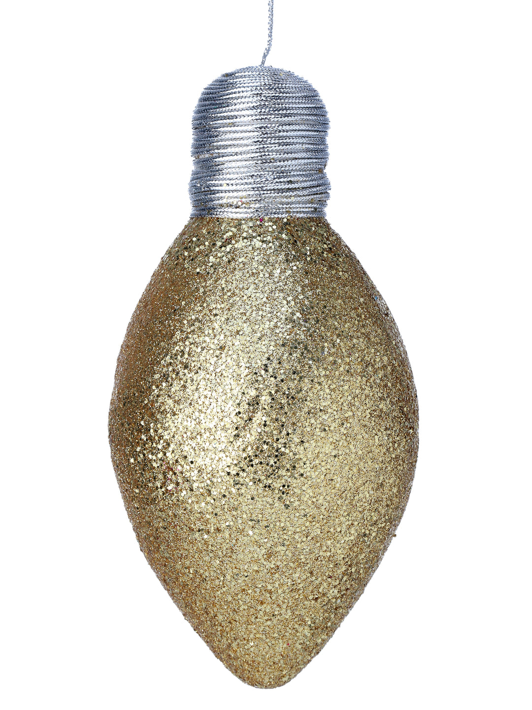 (2) Regency 7" Glitter Light Bulb Ornament in Gold - set of 2