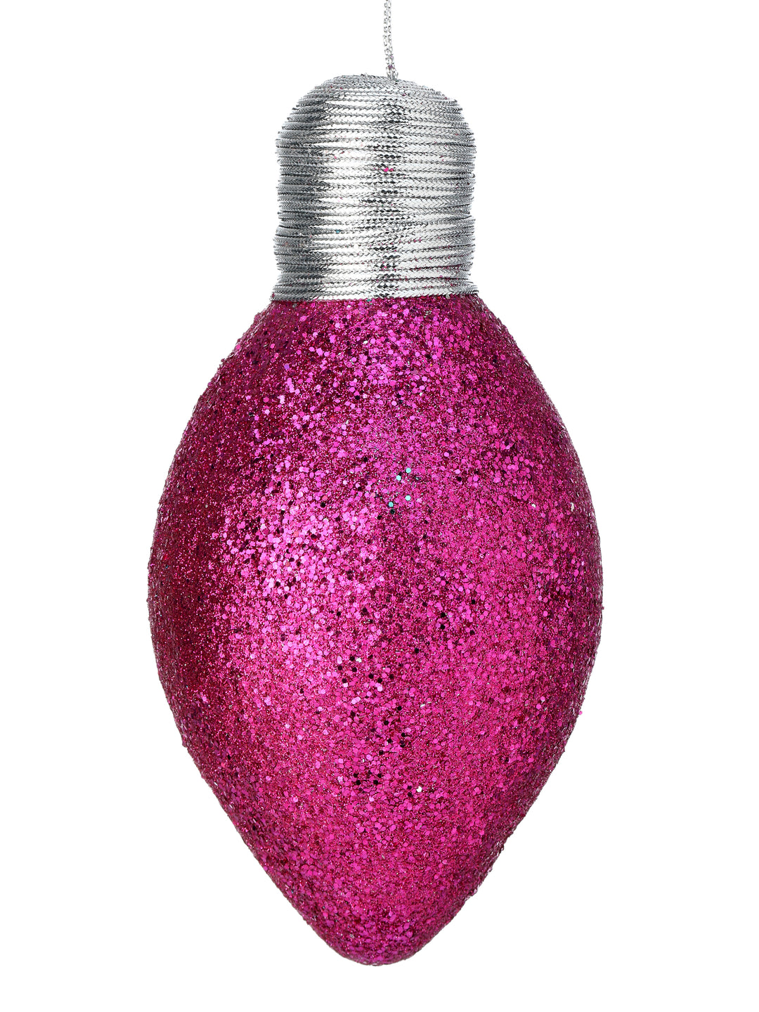 (2) Regency 7" Glitter Light Bulb Ornament in Hot Pink - set of 2