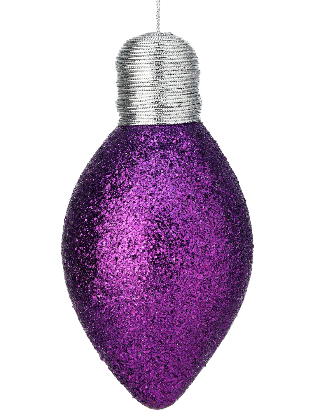 (2) Regency 7" Glitter Light Bulb Ornament in Purple - set of 2