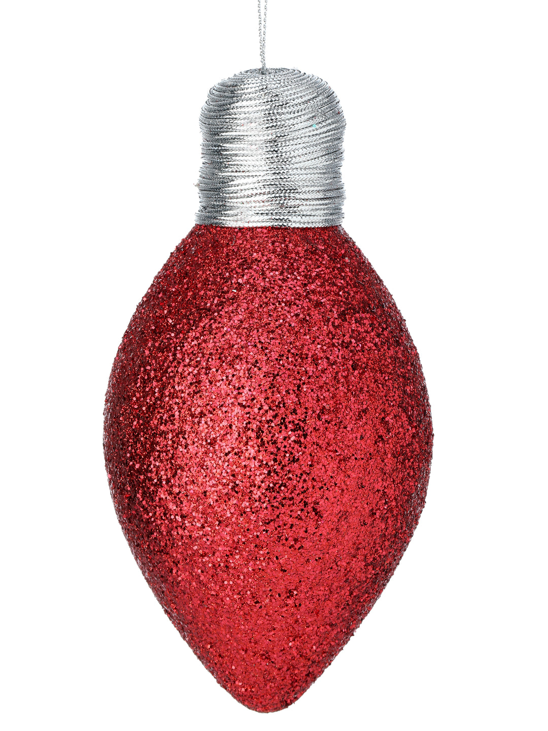 (2) Regency 7" Glitter Light Bulb Ornament in Red - set of 2