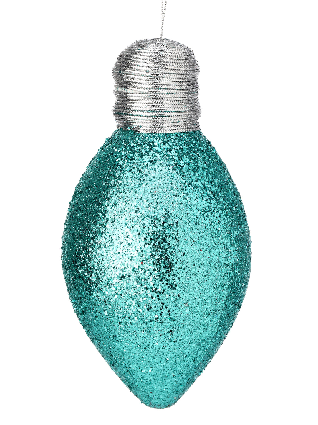 (2) Regency 7" Glitter Light Bulb Ornament in Teal Blue - set of 2