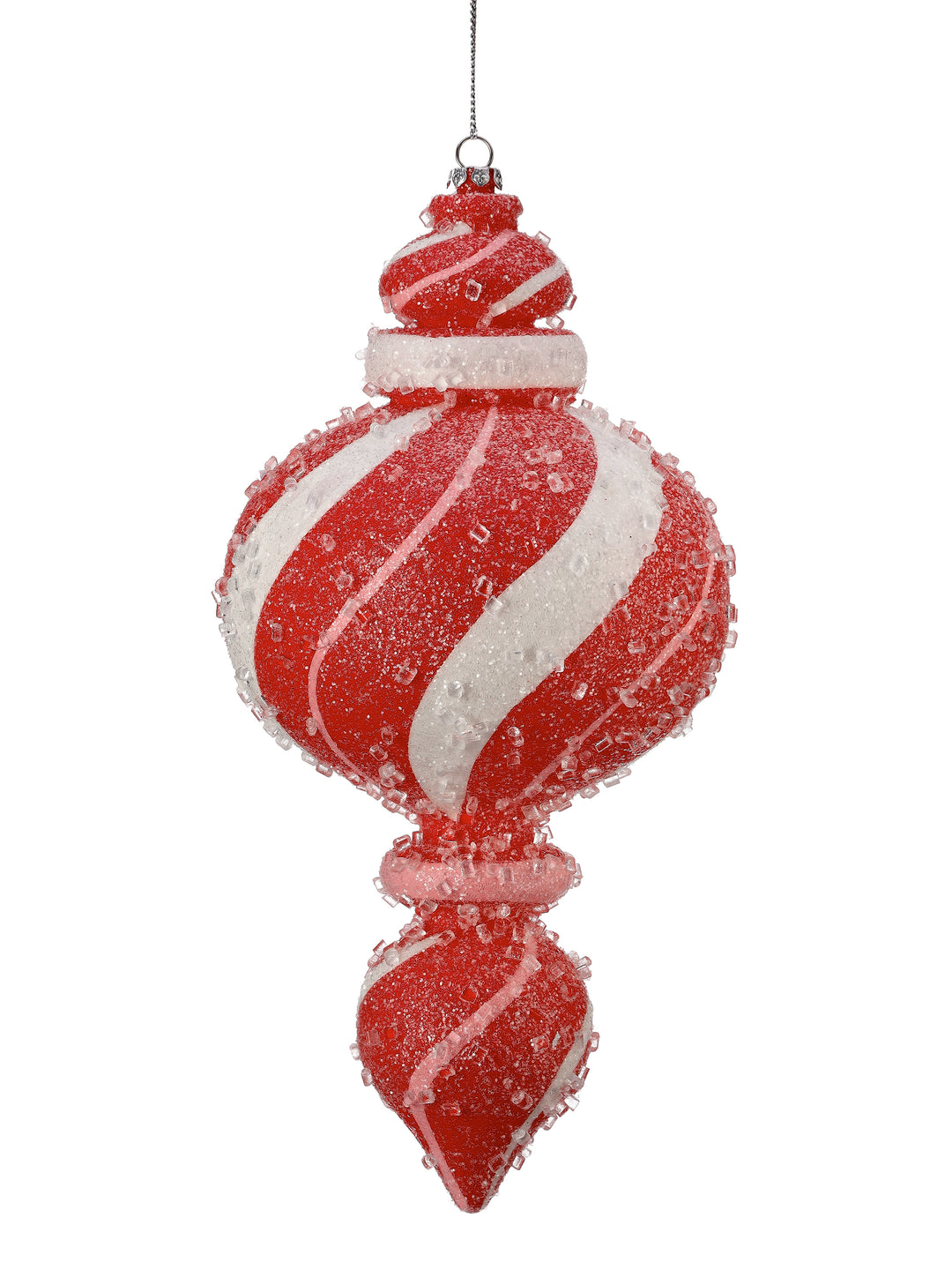 Regency 9" Red and Pink Sugar Peppermint Finial Ornaments - Box of 2