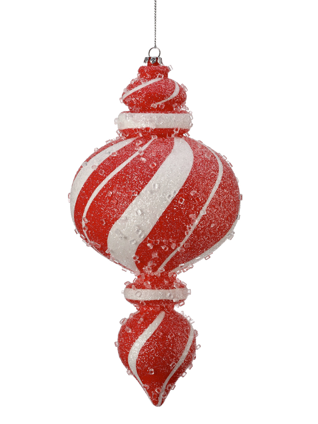 Regency 9" Red and White Sugar Peppermint Finial Ornaments - Box of 2