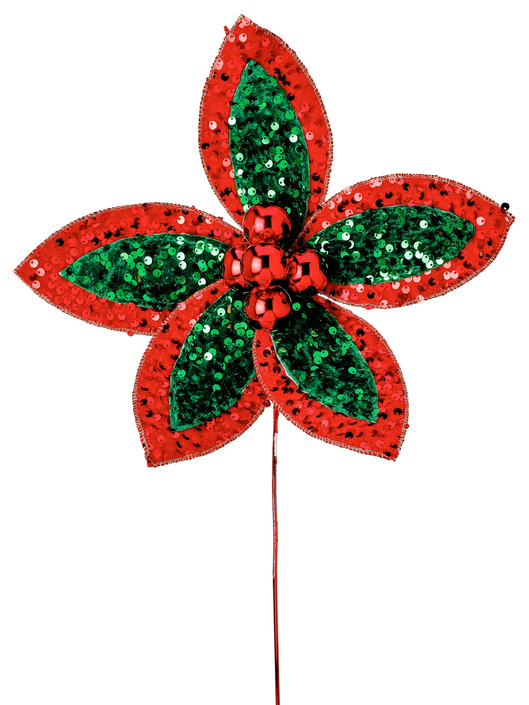 Regency 22" Red and Green Sequin Poinsettia