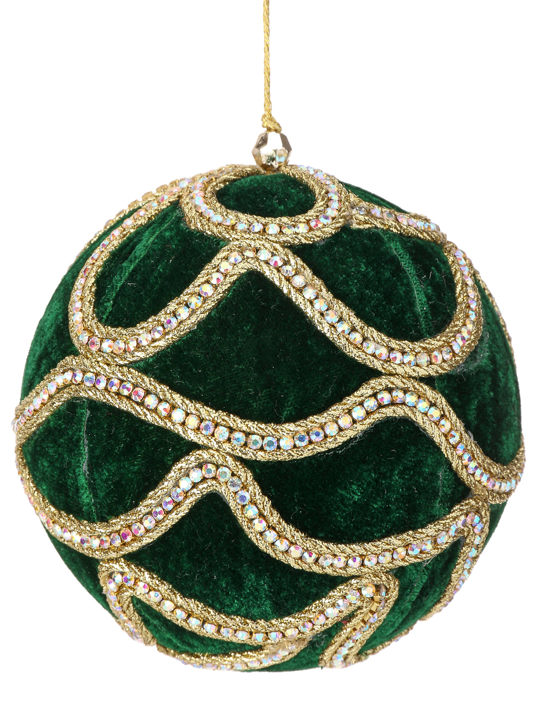 Regency 5" Dark Green Velvet with Jewel Ball Ornament