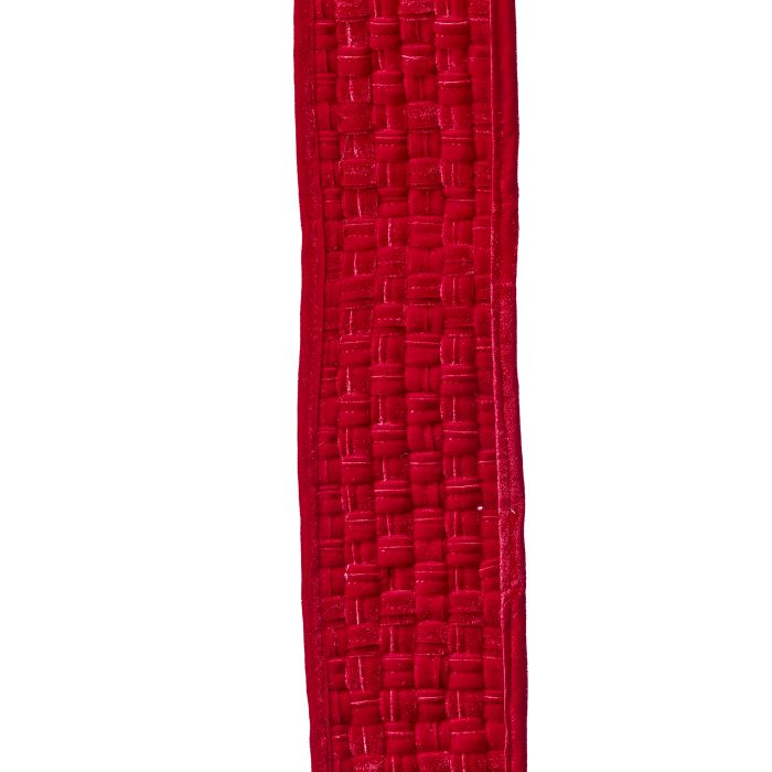 Regency 5 inch x 3 yard red velvet braided ribbon with dimensional woven texture for Christmas bows, trees, wreaths and Valentine’s Day décor.