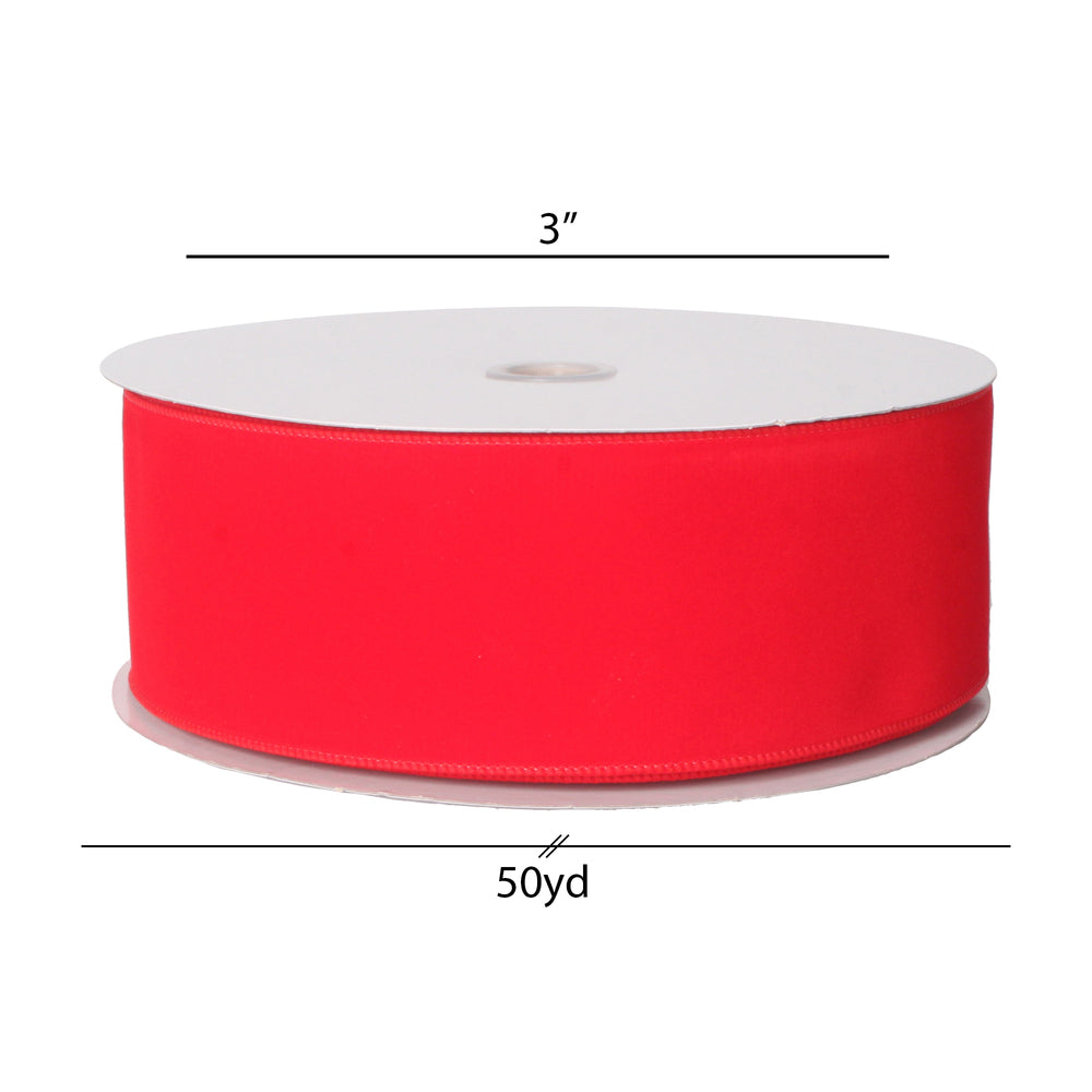 Vickerman 3" x 50 Yards Red Velvet Outdoor Wired Ribbon