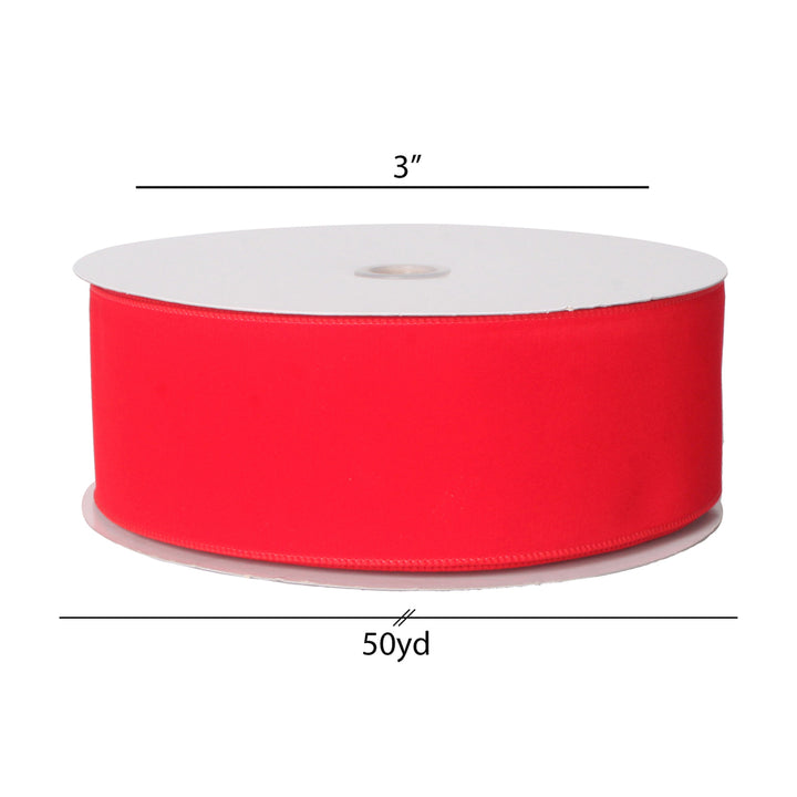 Vickerman 3" x 50 Yards Red Velvet Outdoor Wired Ribbon