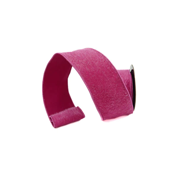 Farrisilk 2.5" x 10 YD Hot Pink Fuzzy Fleece Wired Ribbon