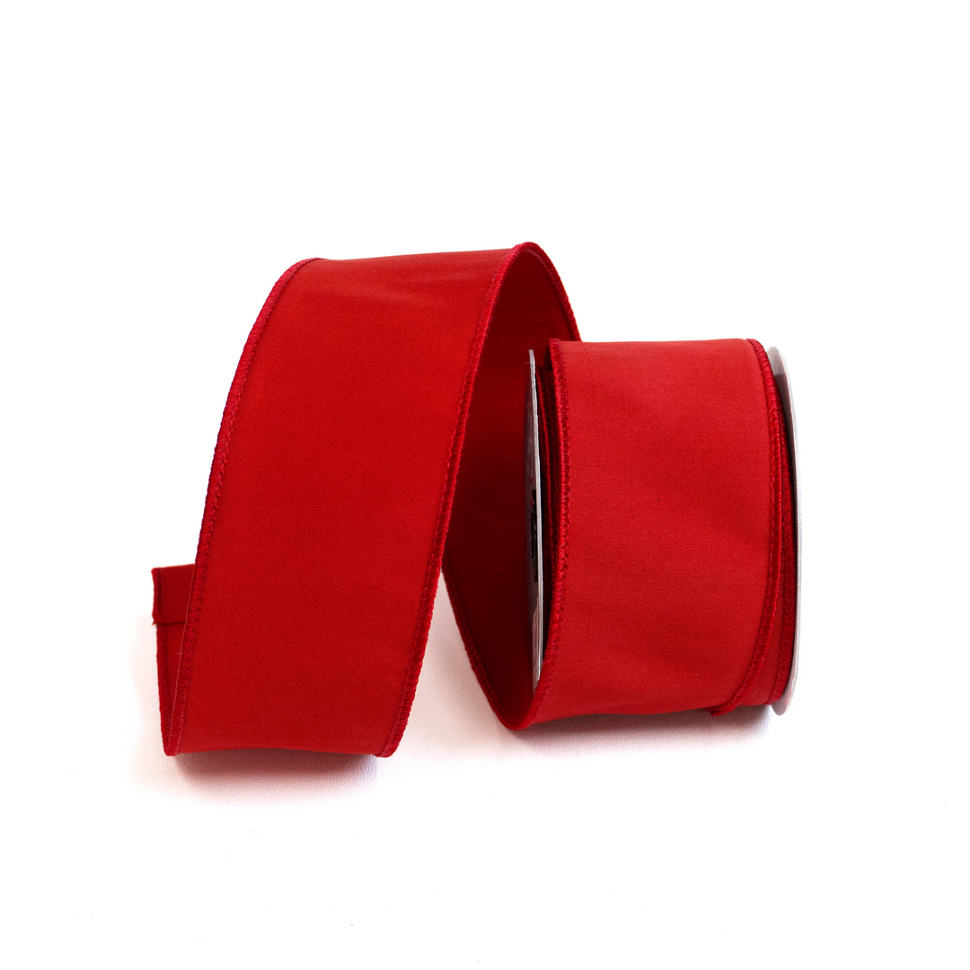 Farrisilk 2.5 inch x 10 yard red taffeta wired ribbon for luxury wreath bows, Christmas decorating, floral arrangements, gift wrapping, wedding décor, and elegant home décor