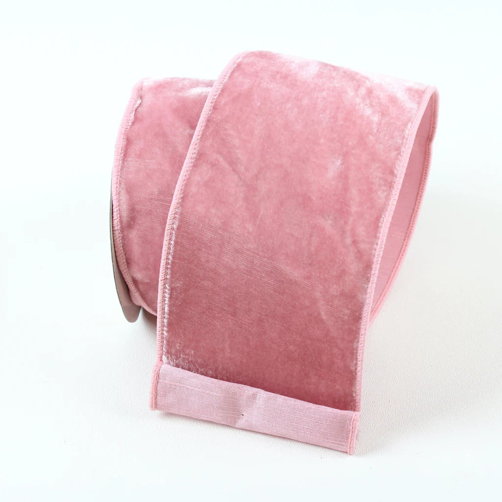 Farrisilk 4" x 10 YD Pink Velvet Wired Ribbon