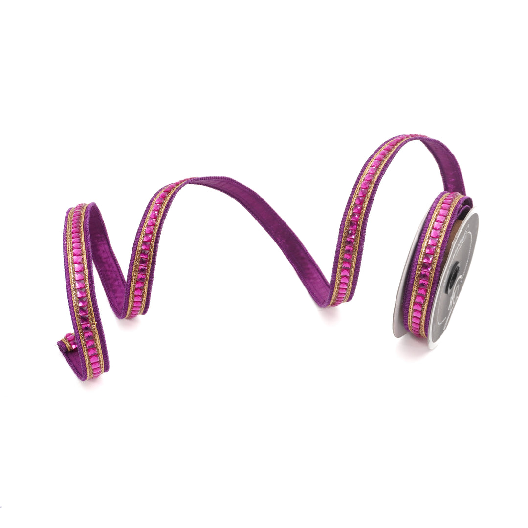 Farrisilk .75" x 5 YD Fuschia Pink Jewelry Garland Wired Ribbon