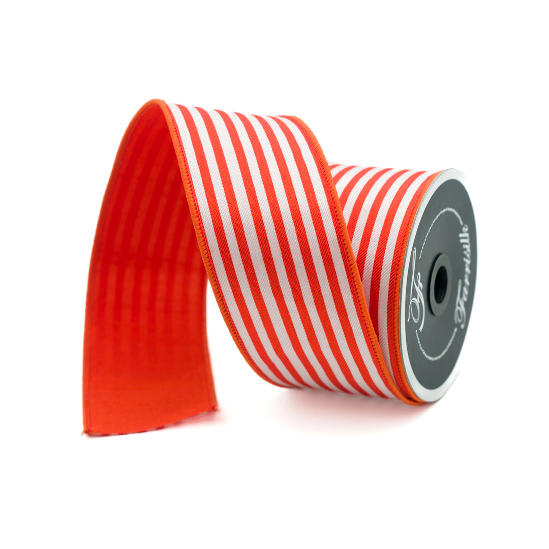 Farrisilk 2.5" X 10 YD Newport Stripes Wired Ribbon in Orange