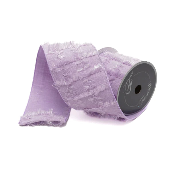 Farrisilk 4" x 5 YD Lavender Tweed Checks Wired Ribbon