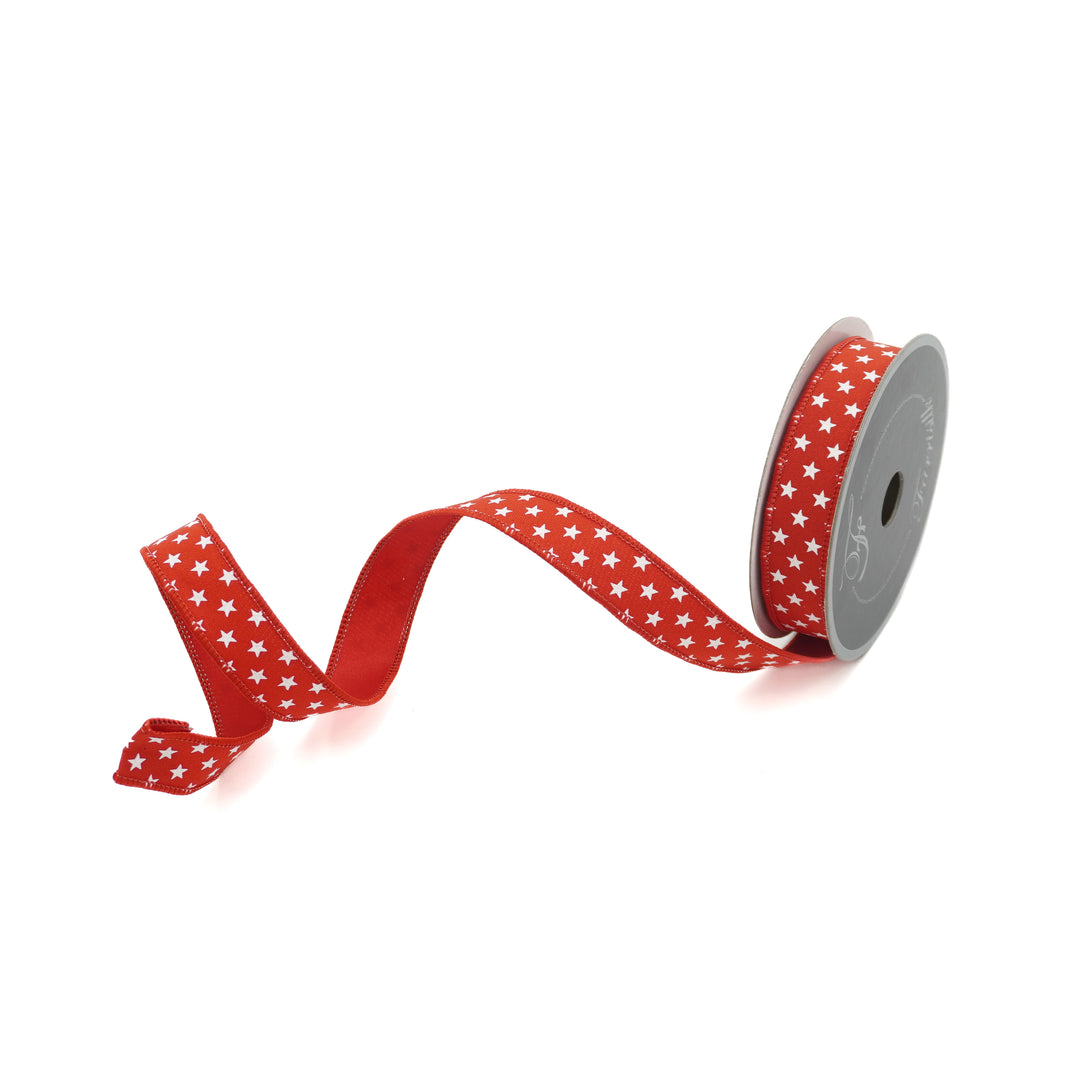 Woven Luster Wired Christmas Ribbon, Red, 1-1/2-Inch, 10-Yard