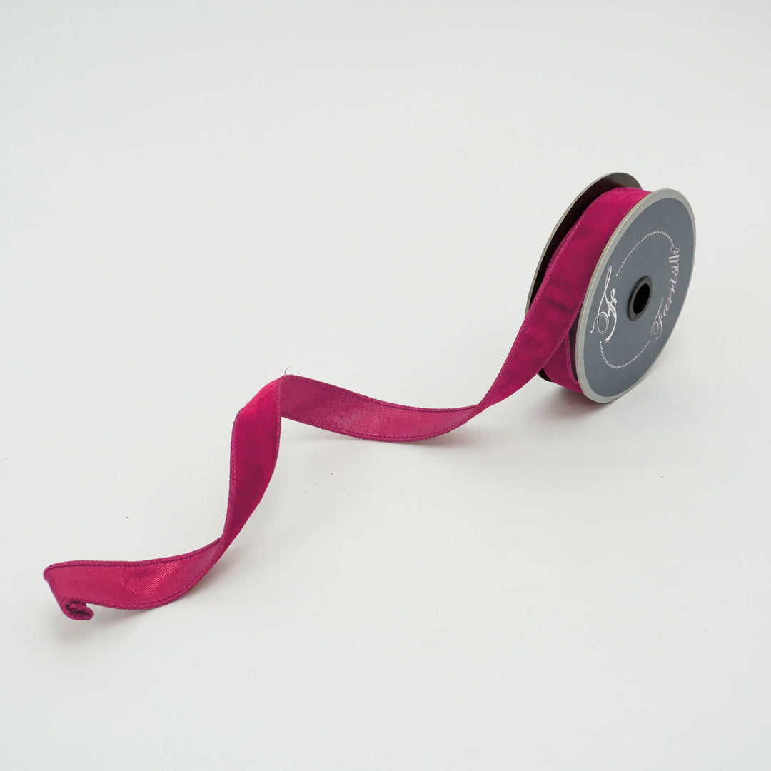 Farrisilk .75" x 10 YD Hot Pink Velvet Luster Wired Ribbon