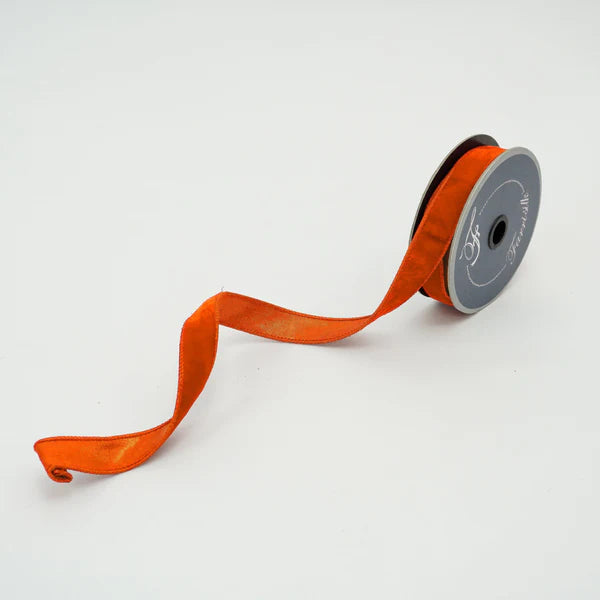 Farrisilk .75" x 10 YD Orange Velvet Luster Wired Ribbon