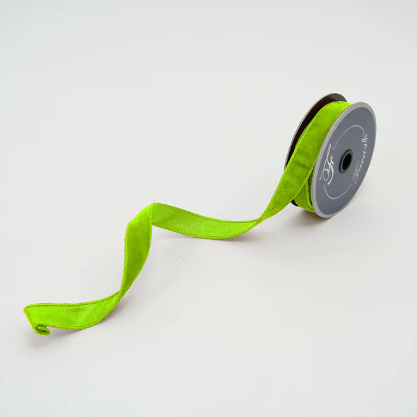 Farrisilk .75" x 10 YD Lime Green Velvet Luster Wired Ribbon
