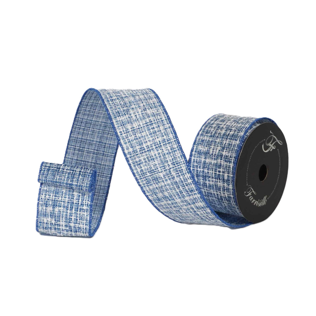 Blue textured ribbon on a white background