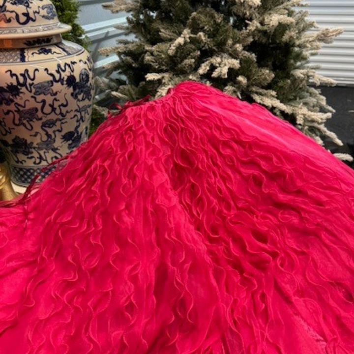 60" Farrisilk Hot Pink Riviera Ruffle Tree Skirt