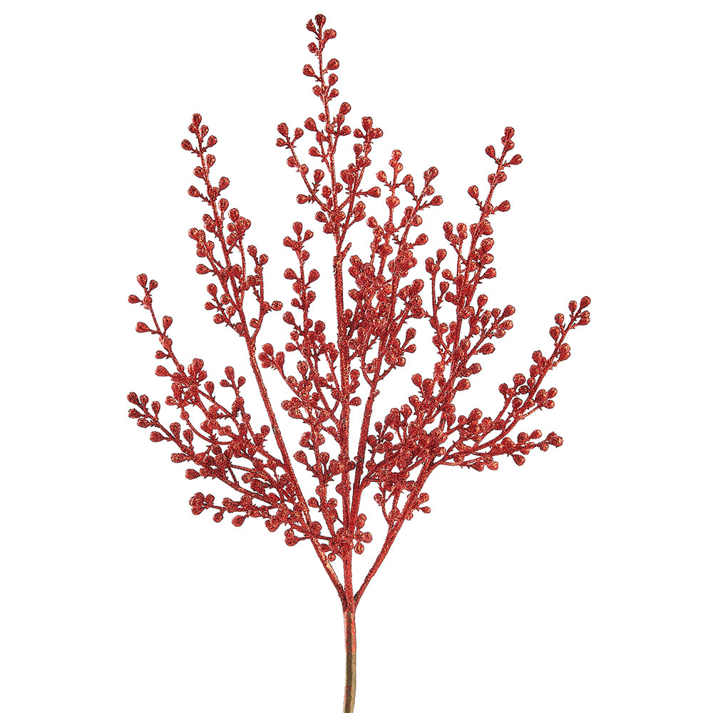 18" Red Glittered Berry Bush