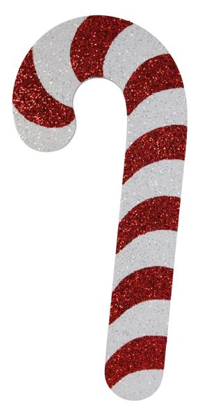 20" Glittered Candy Cane in Red and White