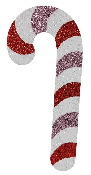 20" Glittered Candy Cane in Red, light pink and White