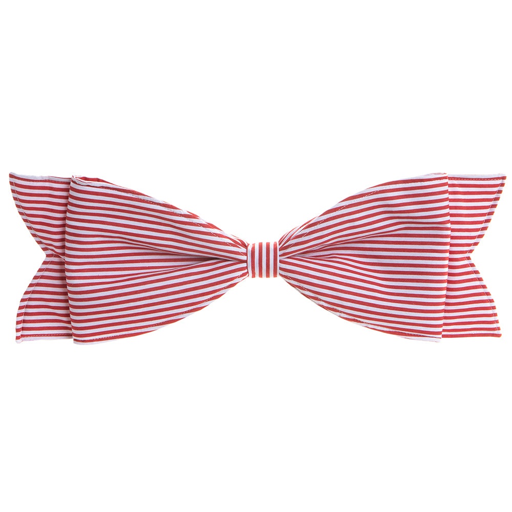 18" Red and White Striped Bow