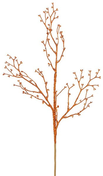 (2) 27" Glittered Bud Branch Spray- in Orange - Set of 2