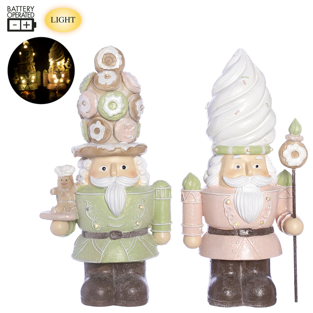16.5" Battery Operated Pink and Mint Nutcracker Santa Set With Light - 1 of each design
