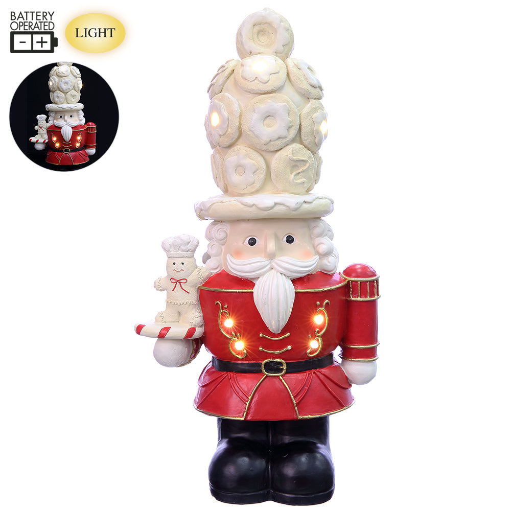 16.5" Battery Operated Nutcracker Santa Red White - Donuts