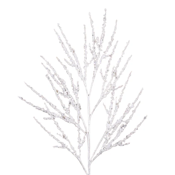 Farrisilk 32" Pearl Twinkling Twigs with sparkling pearl-white branches for Christmas trees, wreaths, garlands and elegant winter décor.