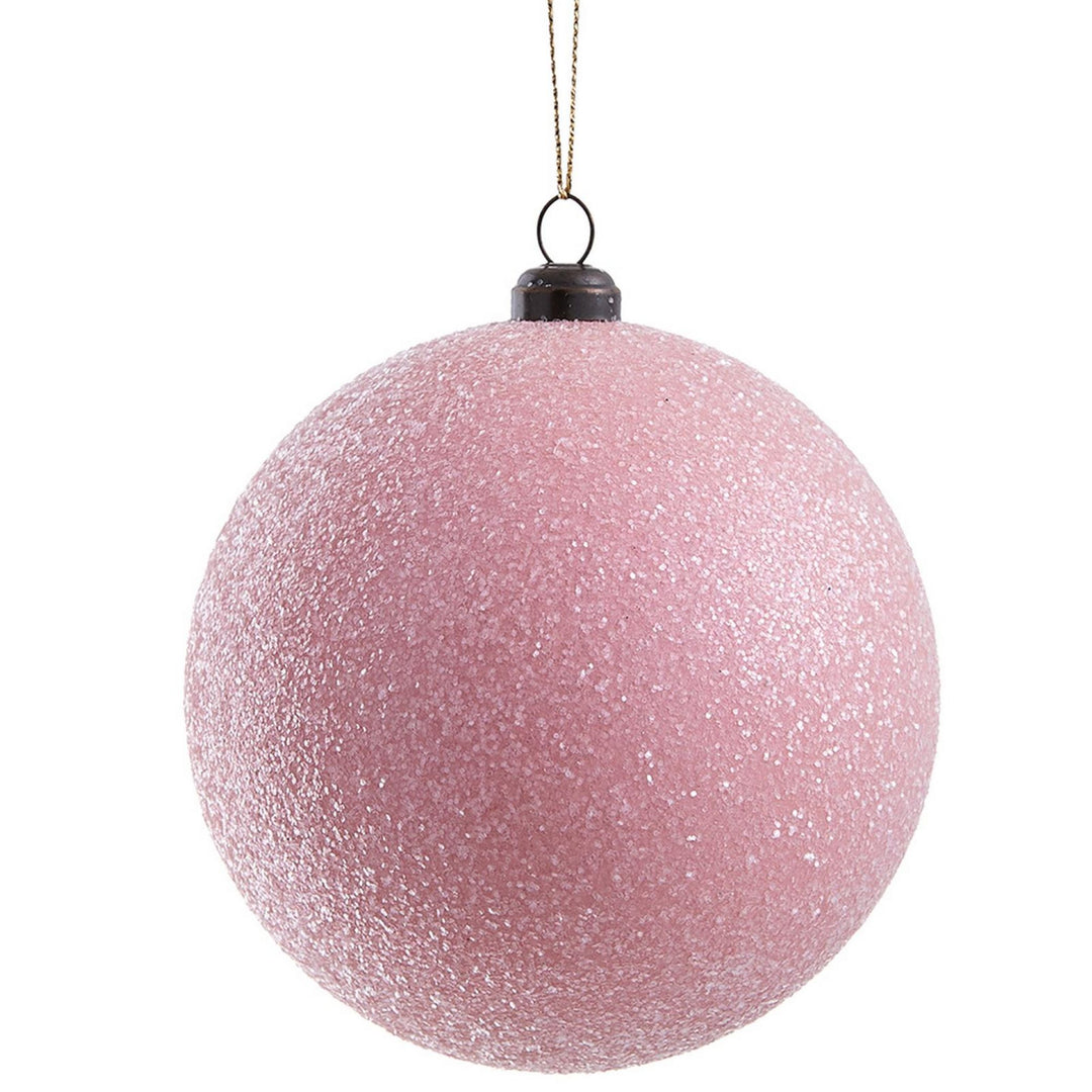 4" Glittered Pink Plastic Ball Ornament