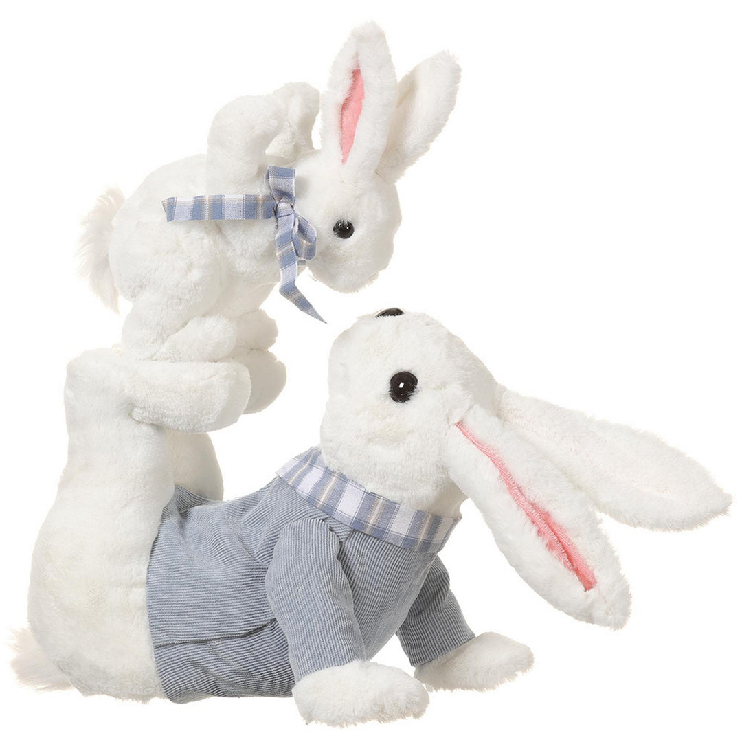11" Blue and White Kissing Bunnies