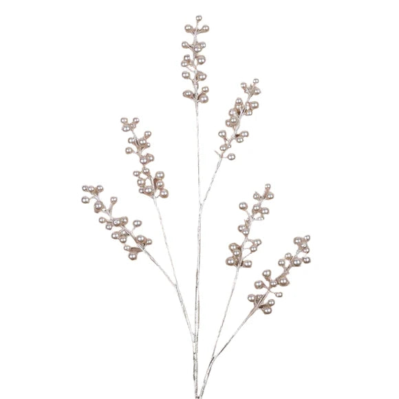 Farrisilk 32" Champagne Gold Grand Pearl Spray with elegant pearl clusters for Christmas trees, wreaths, garlands and luxury holiday décor.