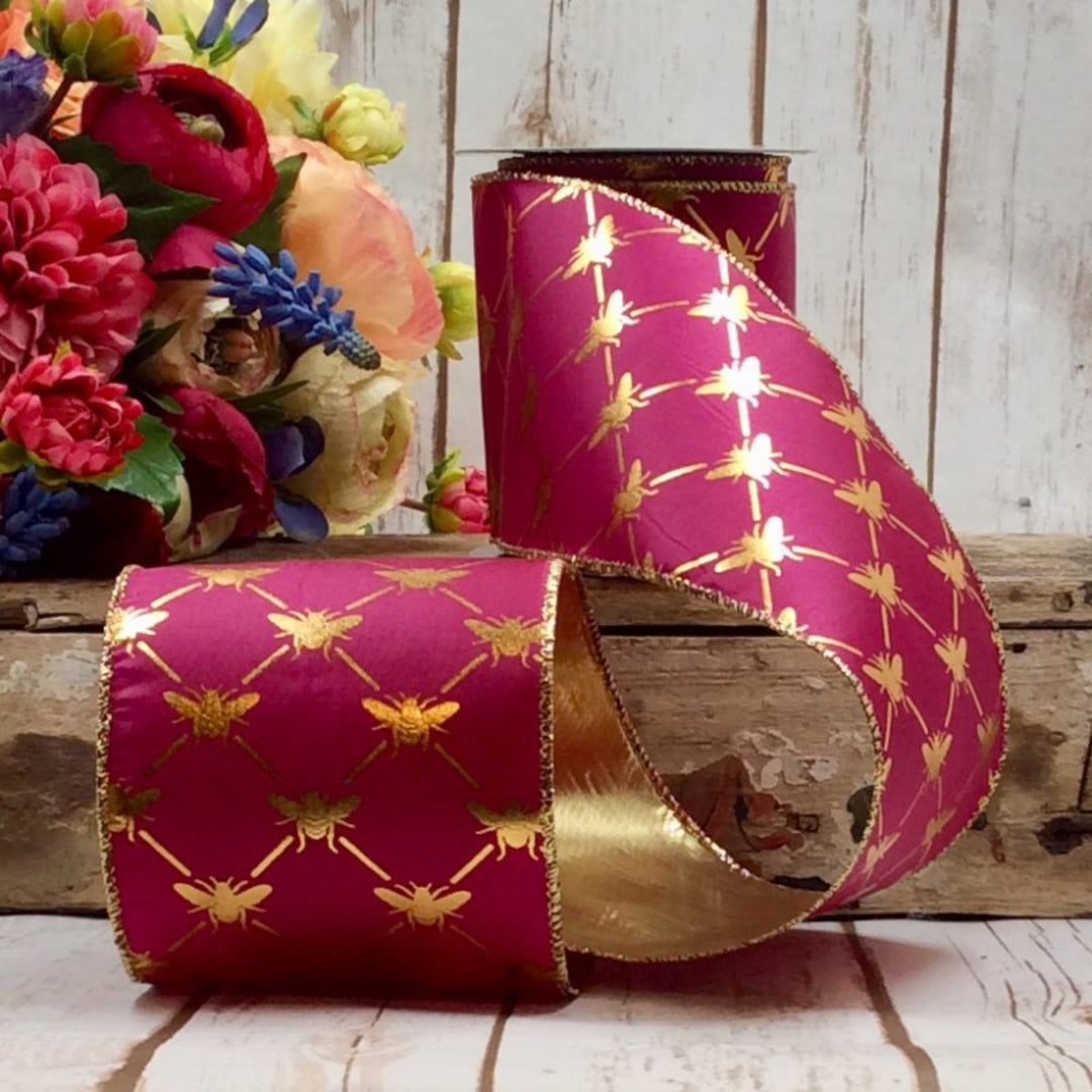 D Stevens Fuchsia Crushed Velvet Designer Ribbon Wired - Fabulous Fairytales