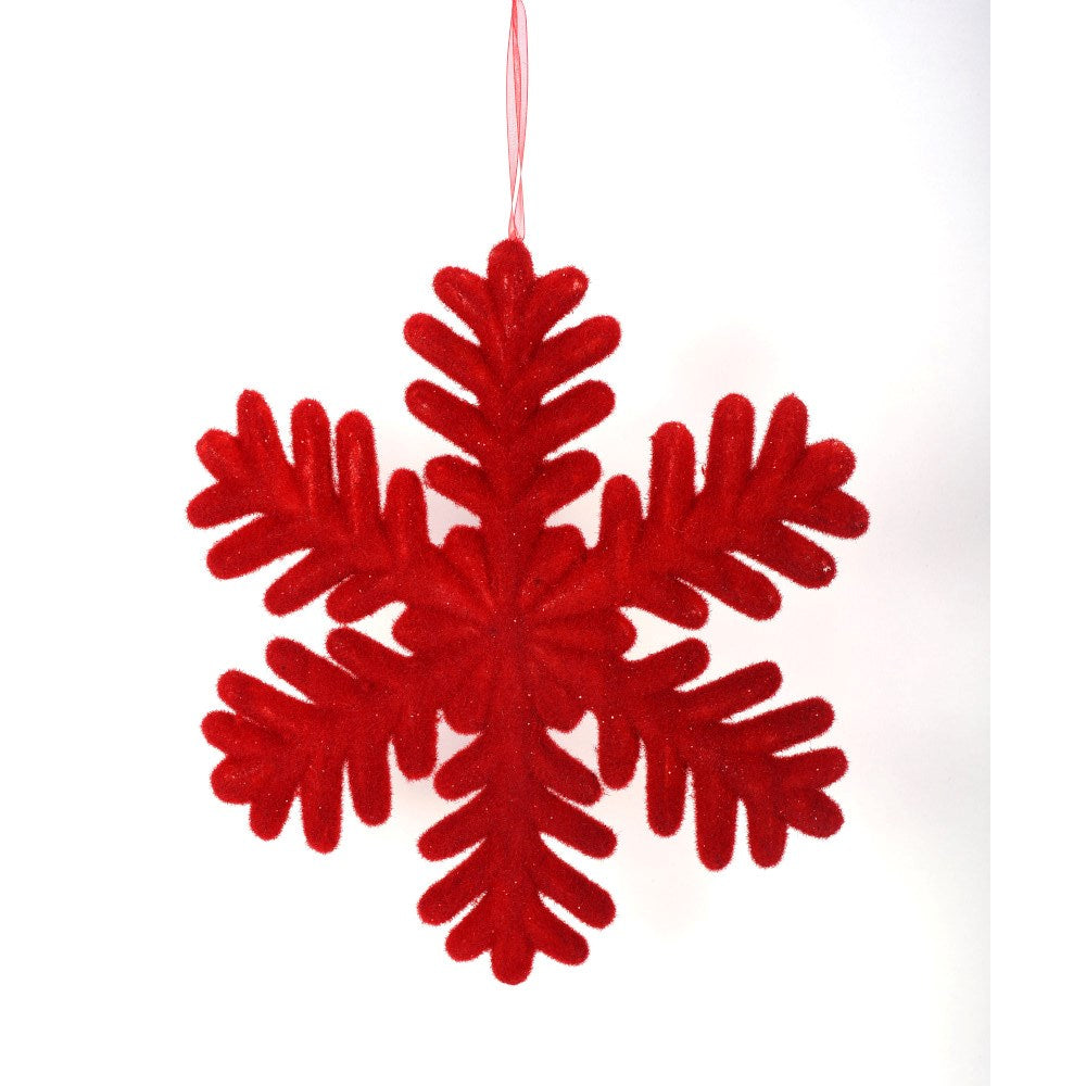 Direct Export 13.5" Velvet Snowflake Ornament in Red