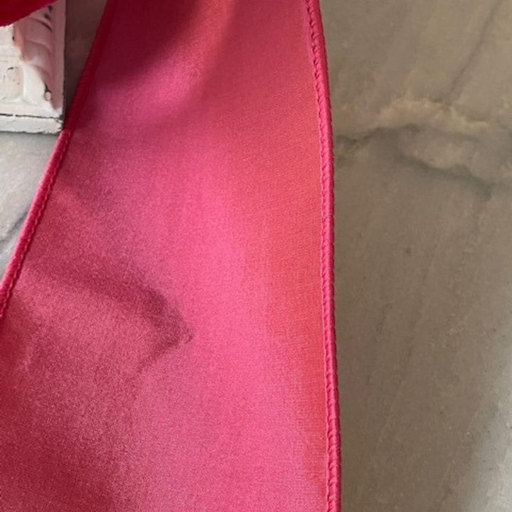 d. stevens 4" x 10 YD Hot Pink Velvet Wired Ribbon with Iridescent Pink/Coral Taffeta Back