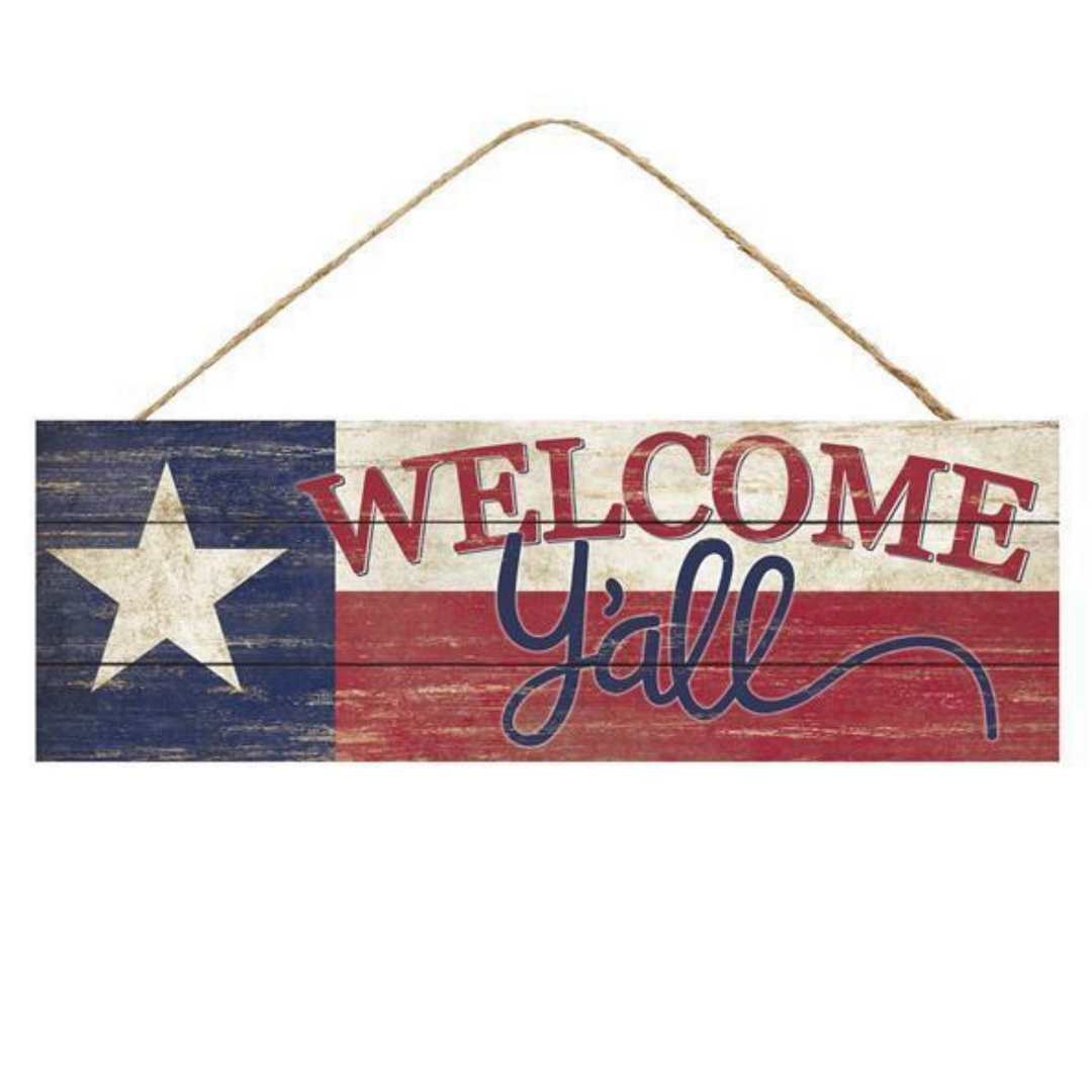 15"L X 5"H Welcome Y'all Texas Star Sign