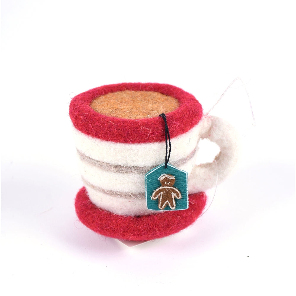 Direct Export 4" Gingerbread Cup Felt Ornament/Attachment in Red/White