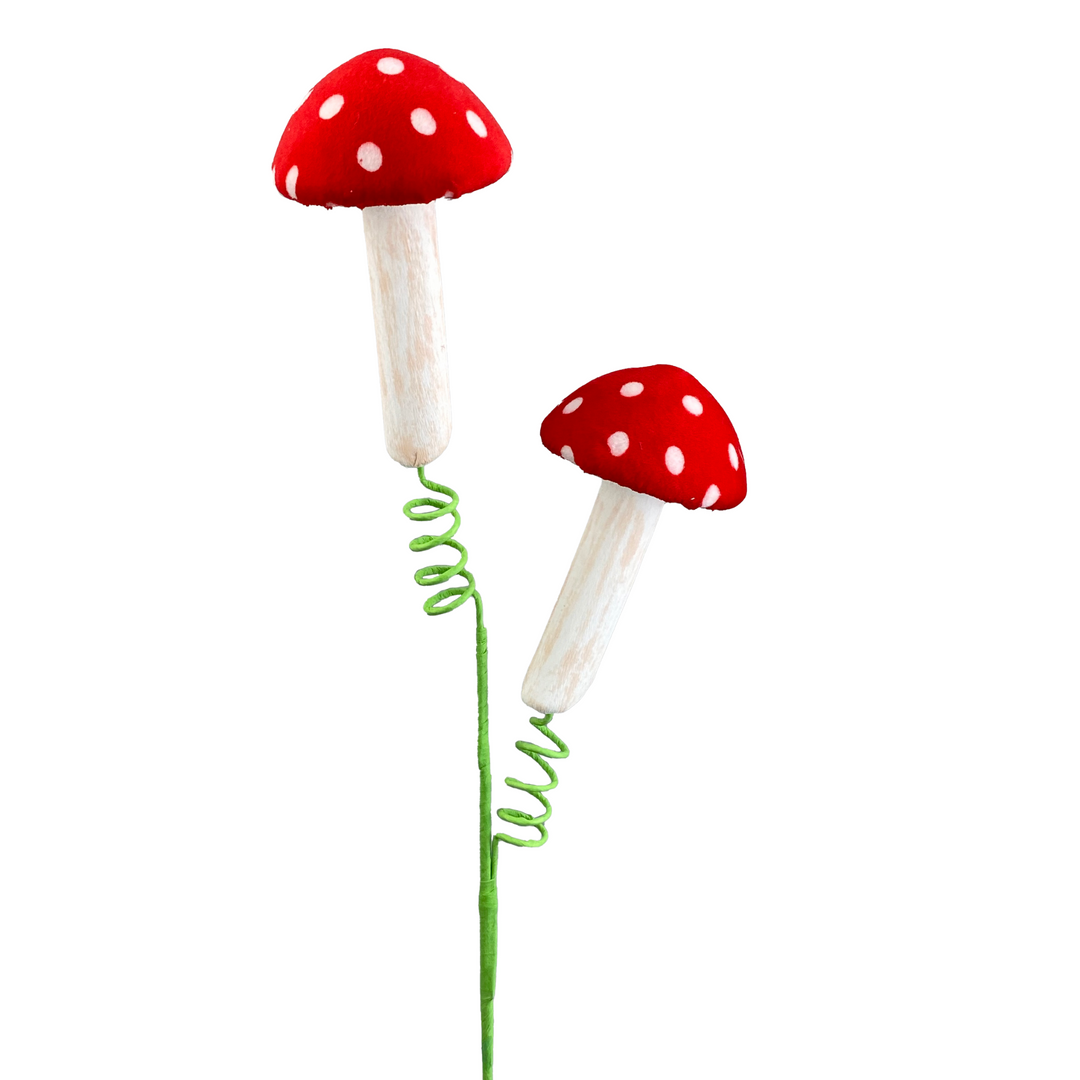 22" Red and White Polka Dot Mushroom Spray x 2