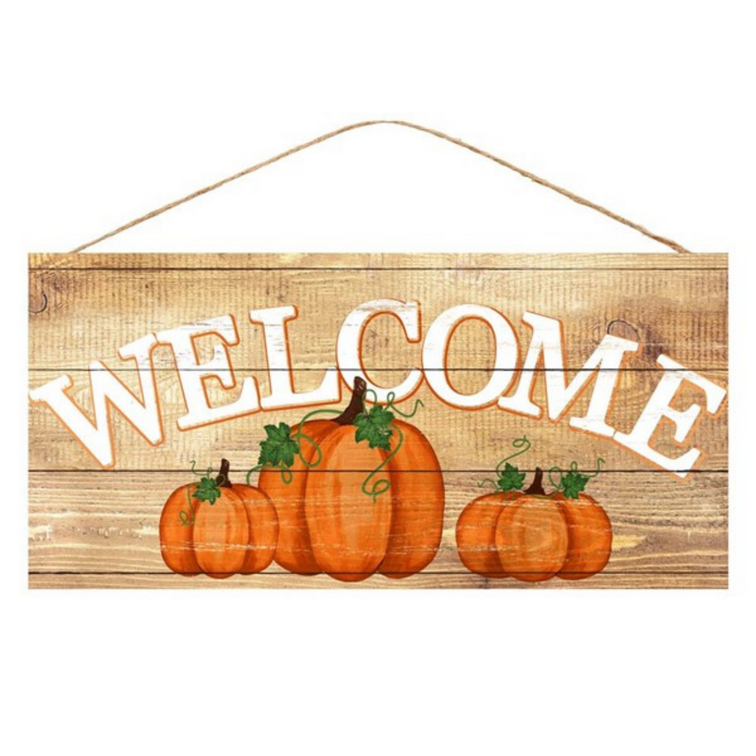 12.5" x 6" Welcome with Pumpkins Sign