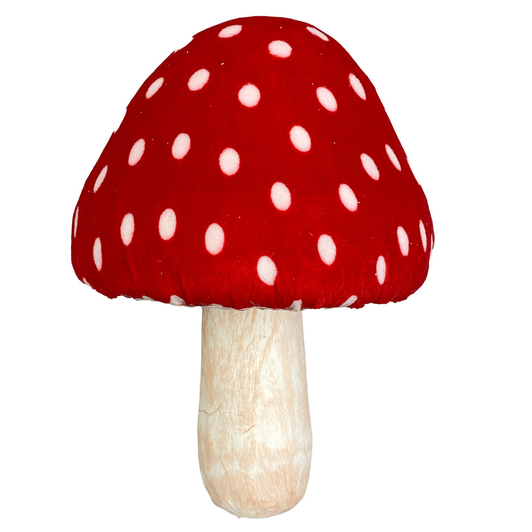 16" Red and White Polka Dot Mushroom Pick