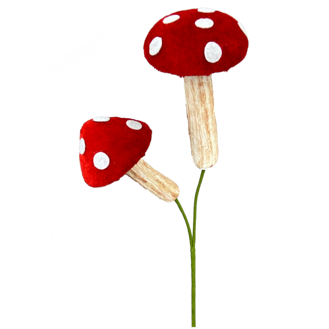 14" Mushroom Pick in Red/White