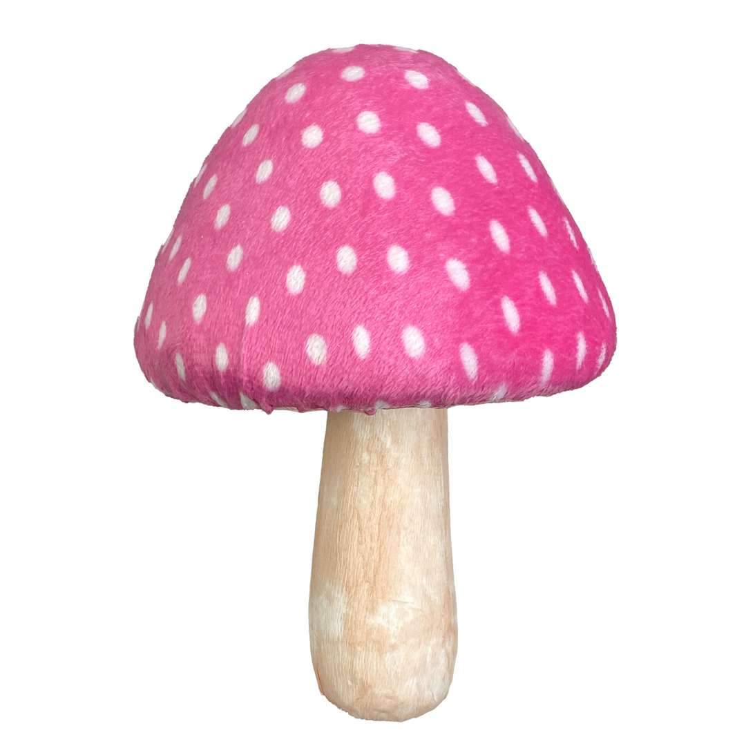 16" Pink and White Polka Dot Mushroom Pick