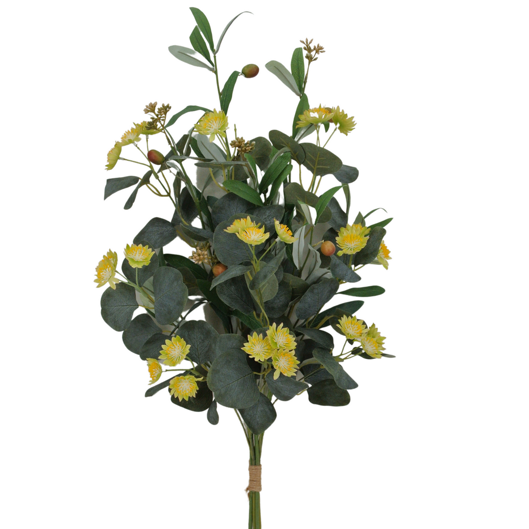 30" Eucalyptus Olive Leaves Mum in Green/Yellow