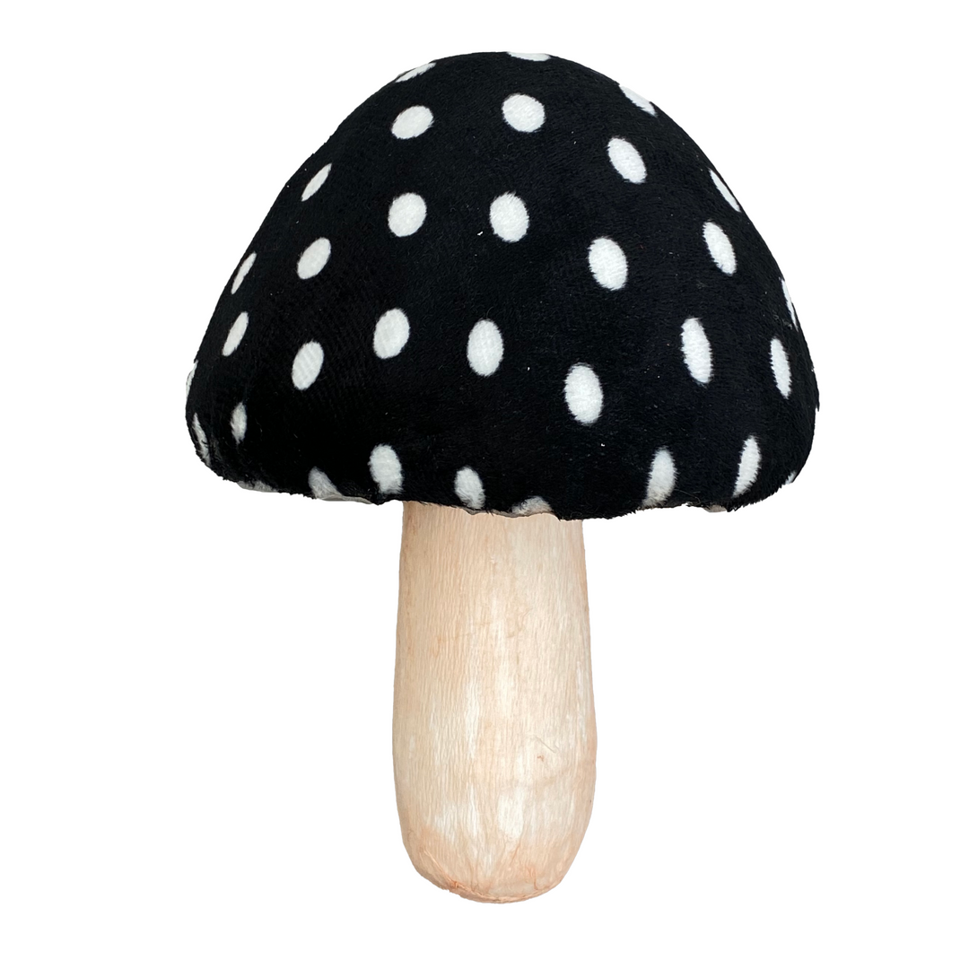 16" Black and White Polka Dot Mushroom Pick