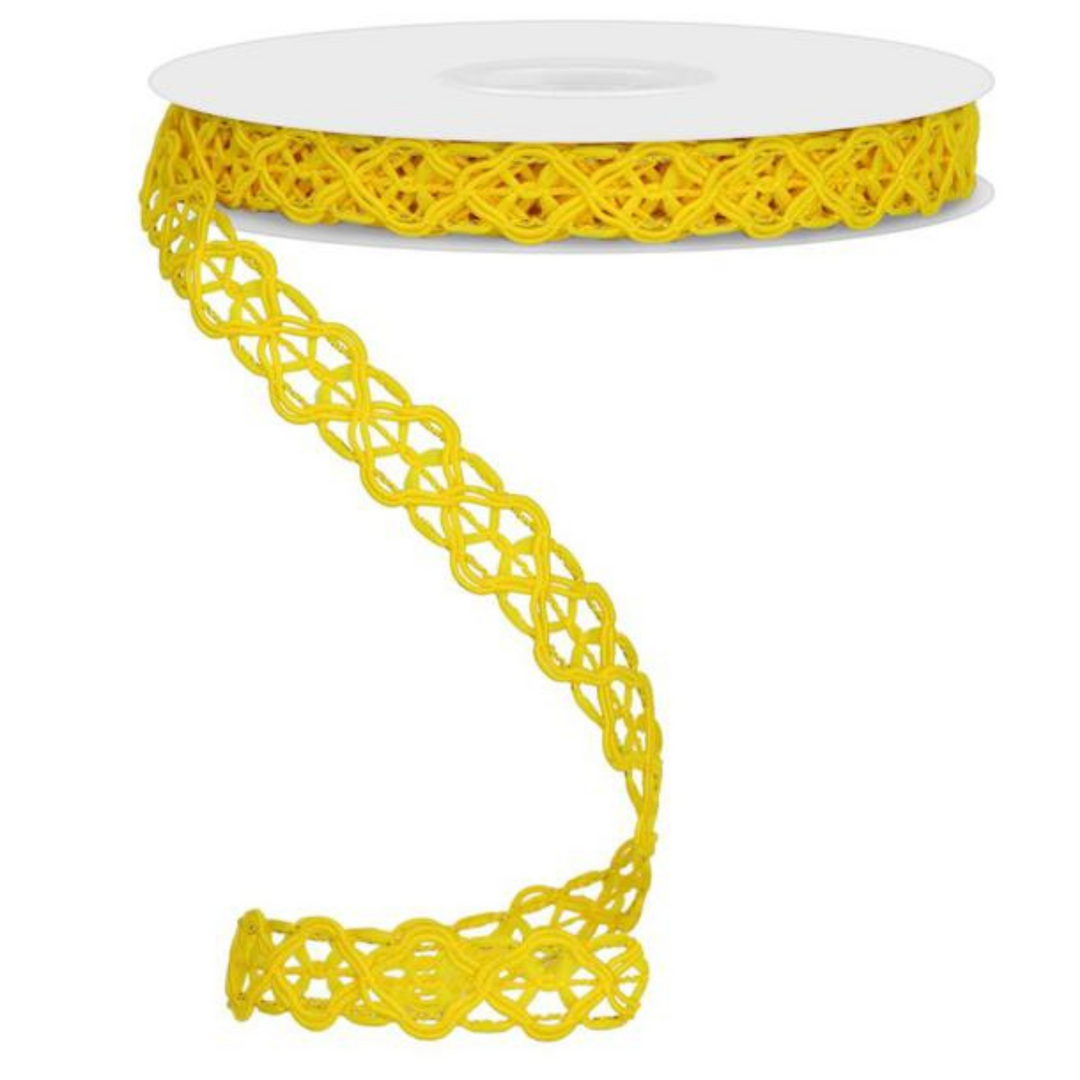 5/8" x 10 YD Open Weave Trim Wired Ribbon in Sun Yellow