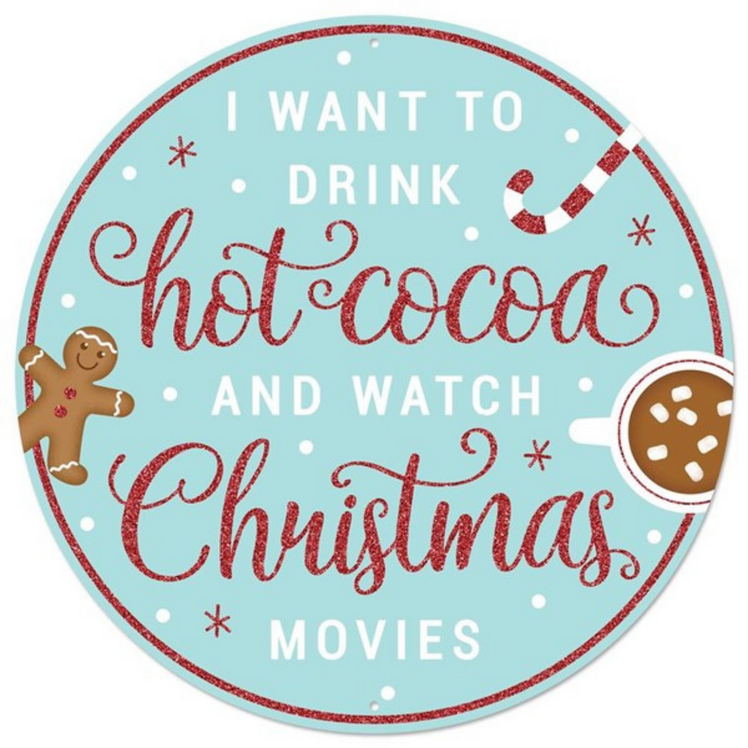 12" Hot Cocoa/Movies Metal Sign